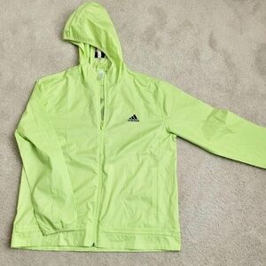 ADIDAS Women's Windbreaker Hooded Jacket Size S Pulse Lime/Black